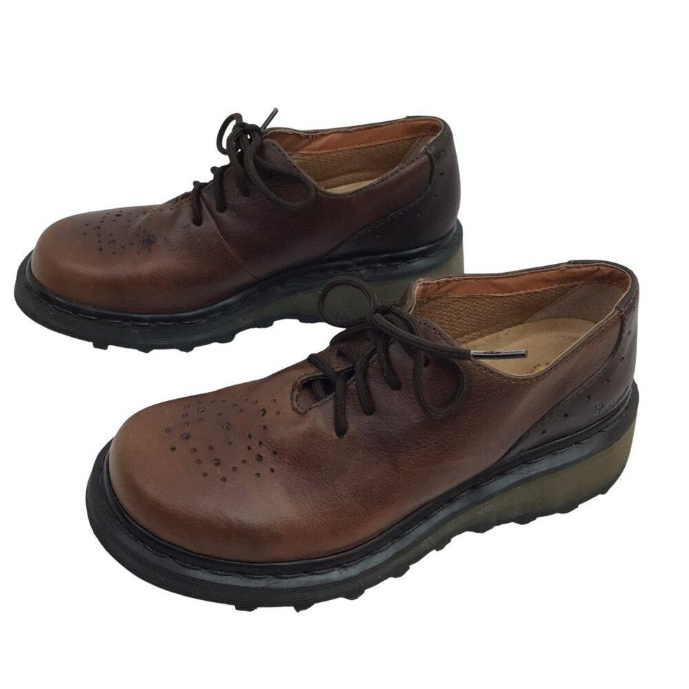 Dr. Martens 3BY2 Leather Platform Oxford Loafers Womens 7 Brown